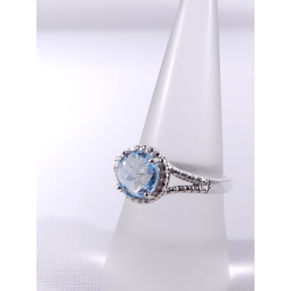 Sky Blue Topaz Ring 2.2 Carats Checkerboard Cut Size 8-1/2